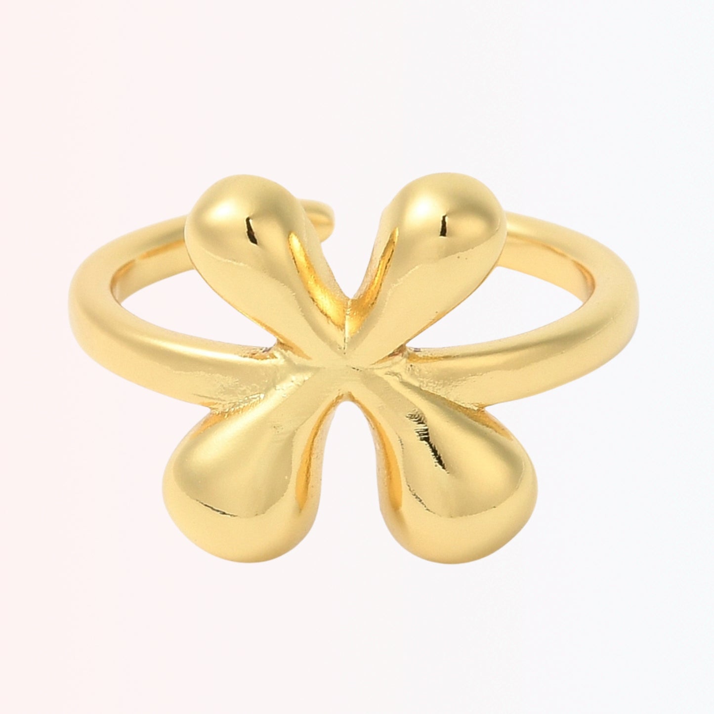 Sortija Ajustable con Iniciales A-Z en Brass Dorado 18K