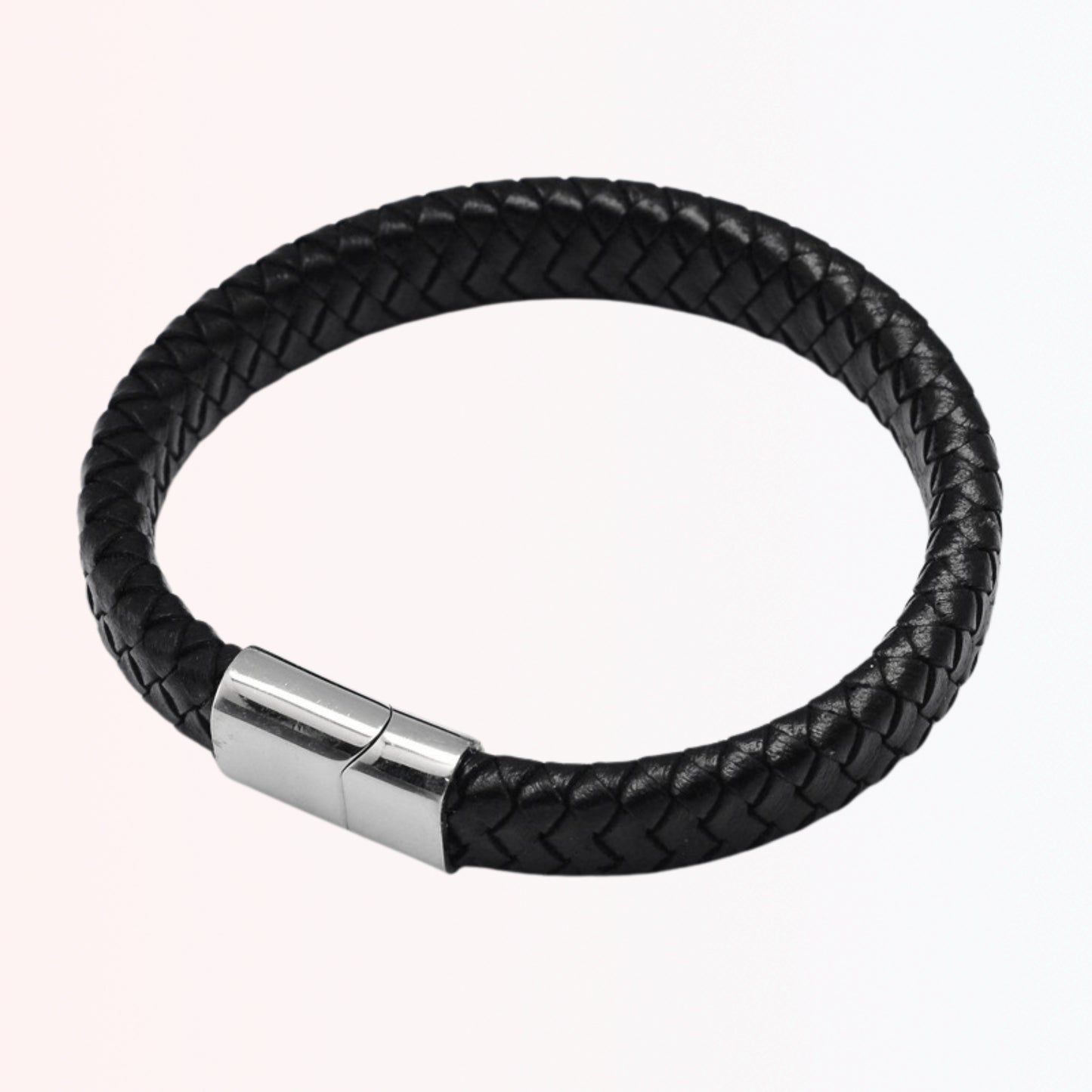 Pulsera de Cuero Trenzado con Cierre Magnético de Stainless Steel