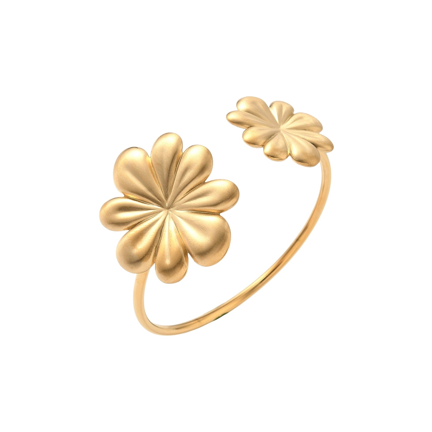 Pulsera Cuff de Stainless Steel con Flores, Dorada