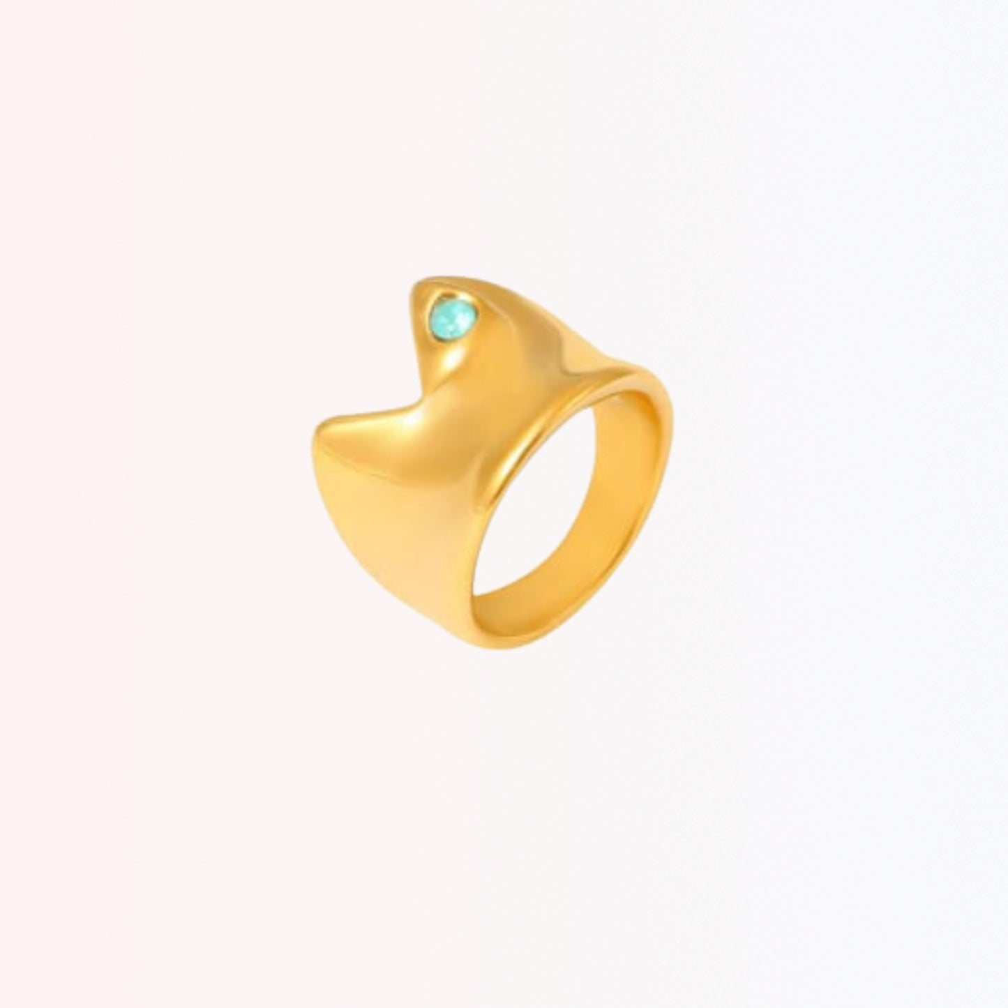 Sortija de Banda Geométrica con Zirconia Cúbica en Stainless Steel Dorado 18K