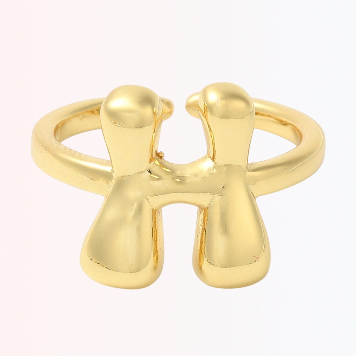 Sortija Ajustable con Iniciales A-Z en Brass Dorado 18K