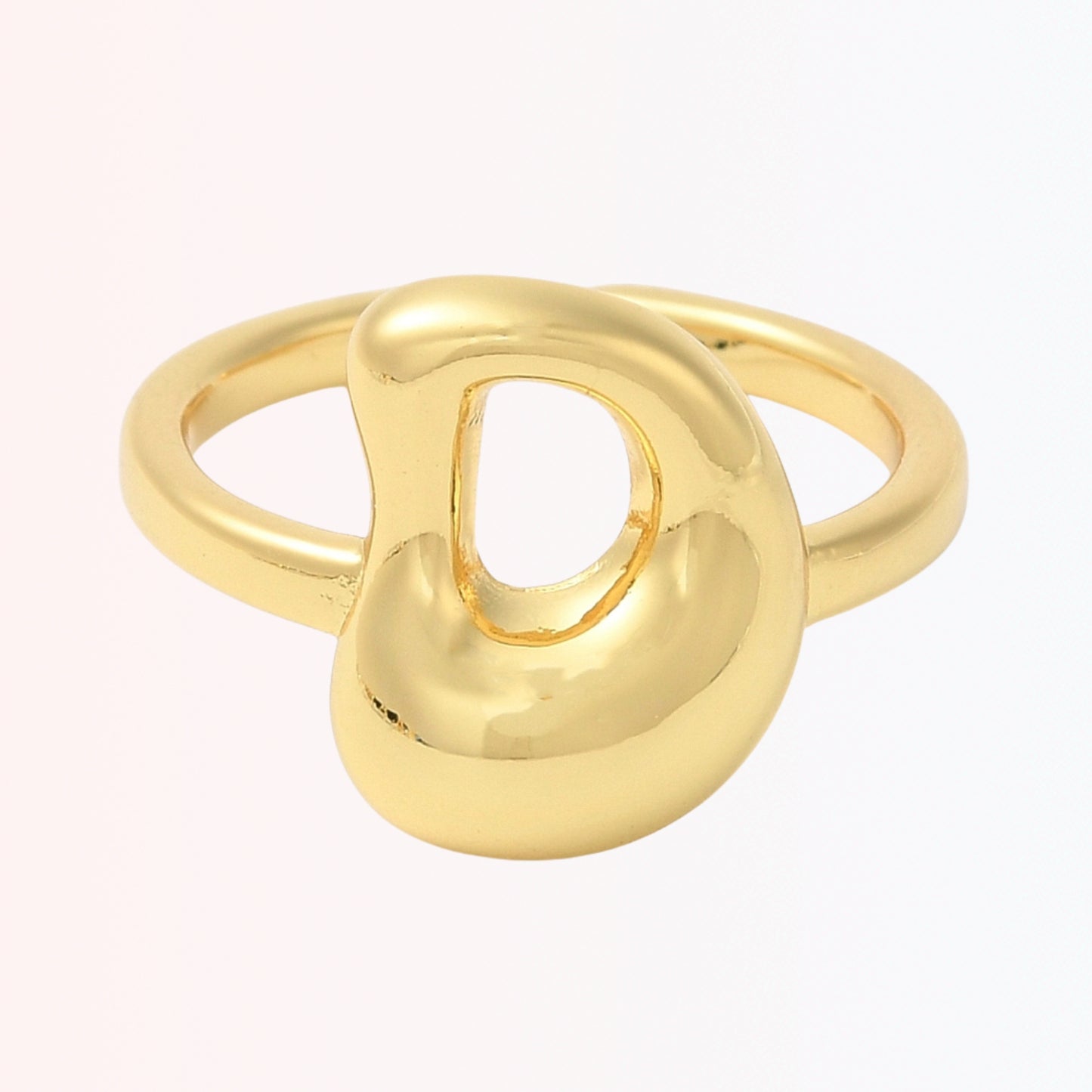 Sortija Ajustable con Iniciales A-Z en Brass Dorado 18K