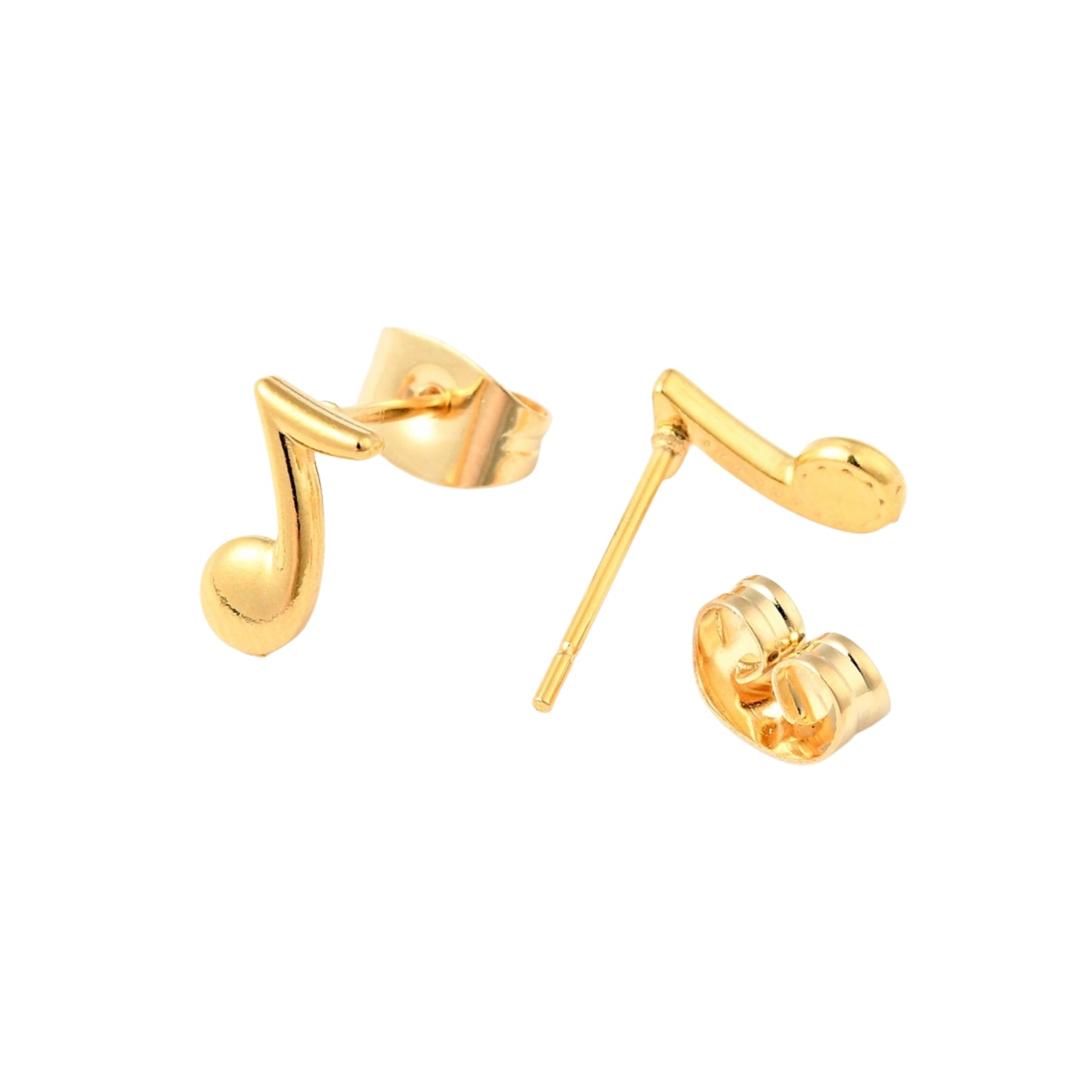 Pantallas Stud de Stainless Steel con Nota Musical, Doradas