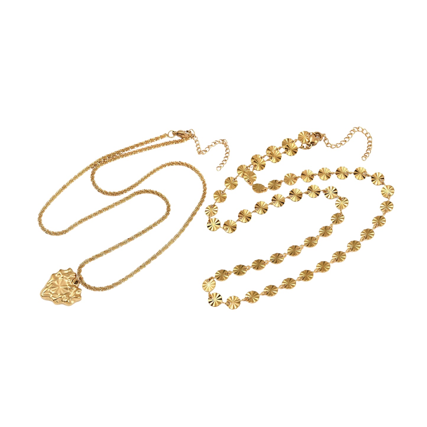 Set de Collares de Stainless Steel con Charm de Corazón y Cadena de Lentejuelas, Dorado