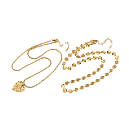 Set de Collares de Stainless Steel con Charm de Corazón y Cadena de Lentejuelas, Dorado