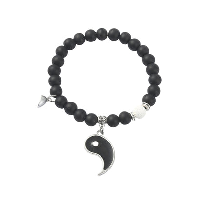 Set de 2 Pulseras Elásticas con Charms de Yin Yang y Broche Magnético