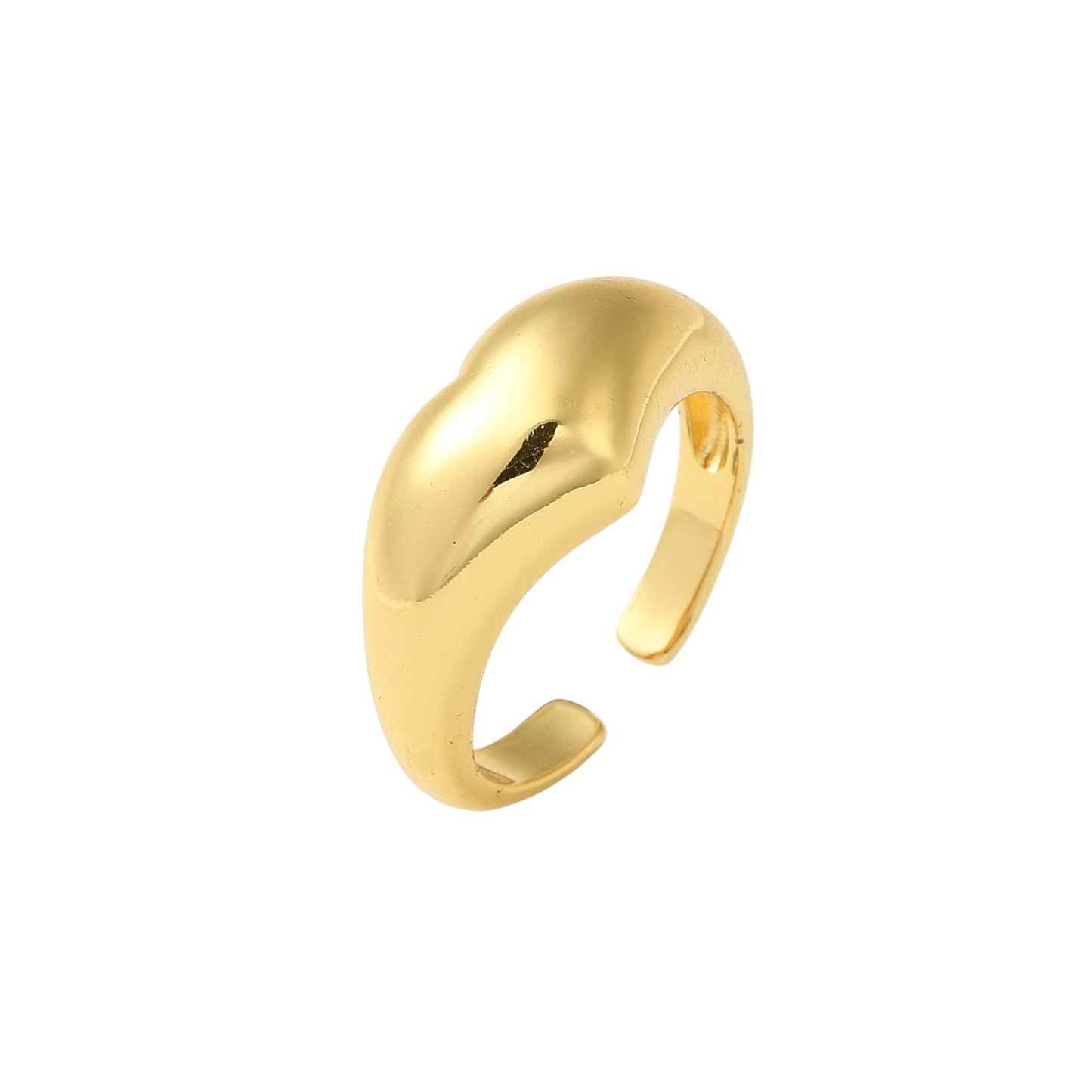 Sortija Cuff Abierta de Brass con Diseño de Corazón, Bañada en Oro 18K