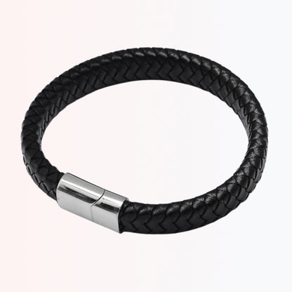 Pulsera de Cuero Trenzado con Cierre Magnético de Stainless Steel