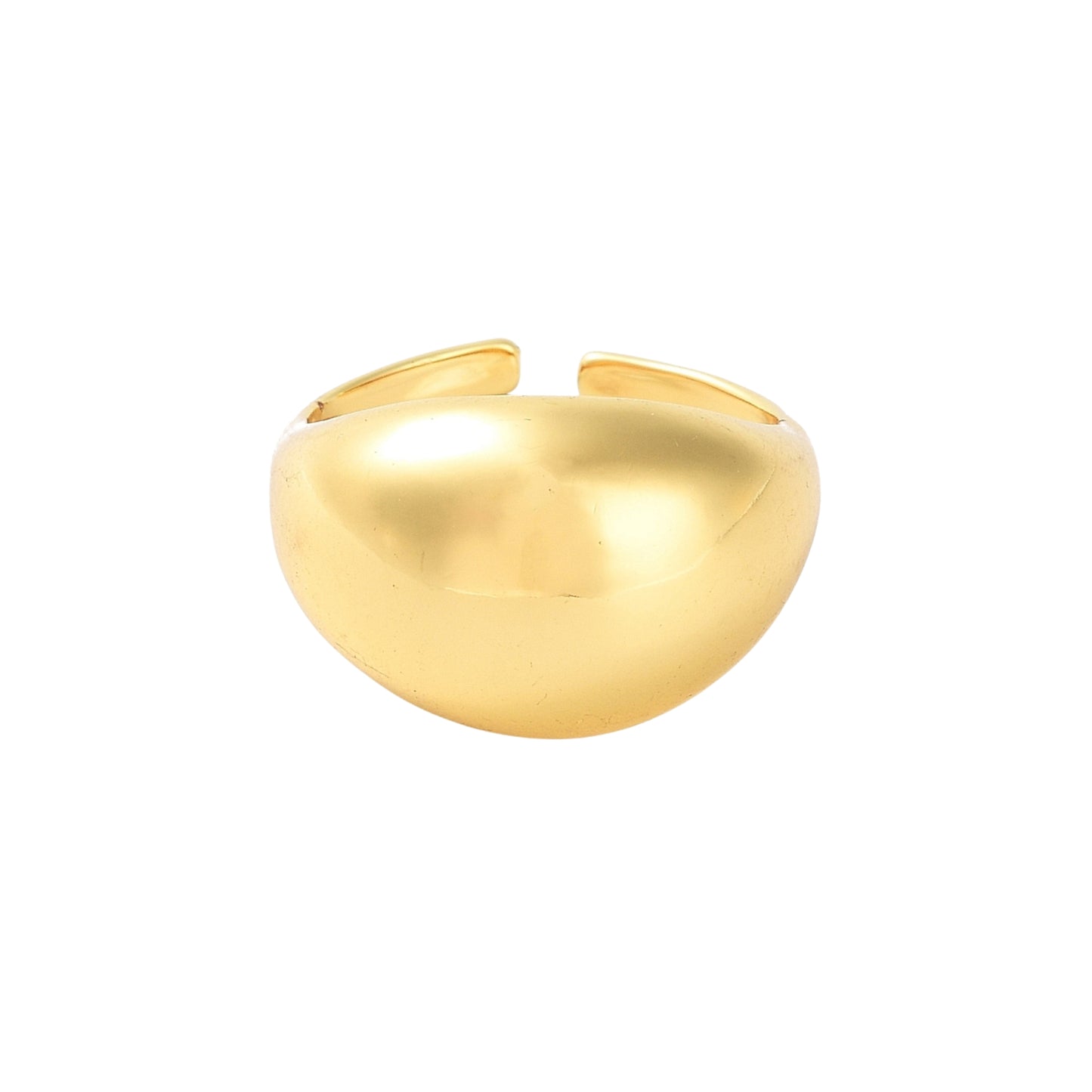 Sortija Cuff Abierta de Brass Lisa, Bañada en Oro 18K