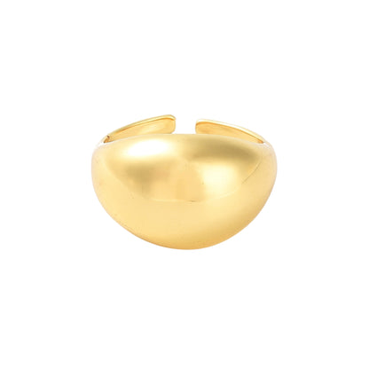 Sortija Cuff Abierta de Brass Lisa, Bañada en Oro 18K