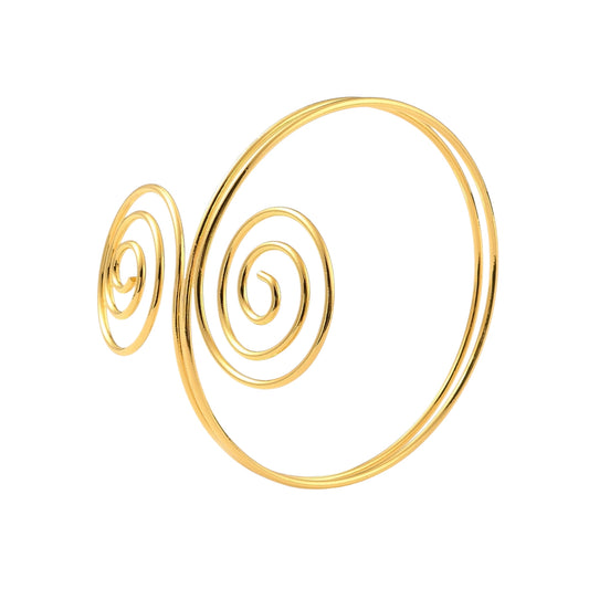 Brazalete Cuff Dorado con Espiral de Alambre para el Brazo