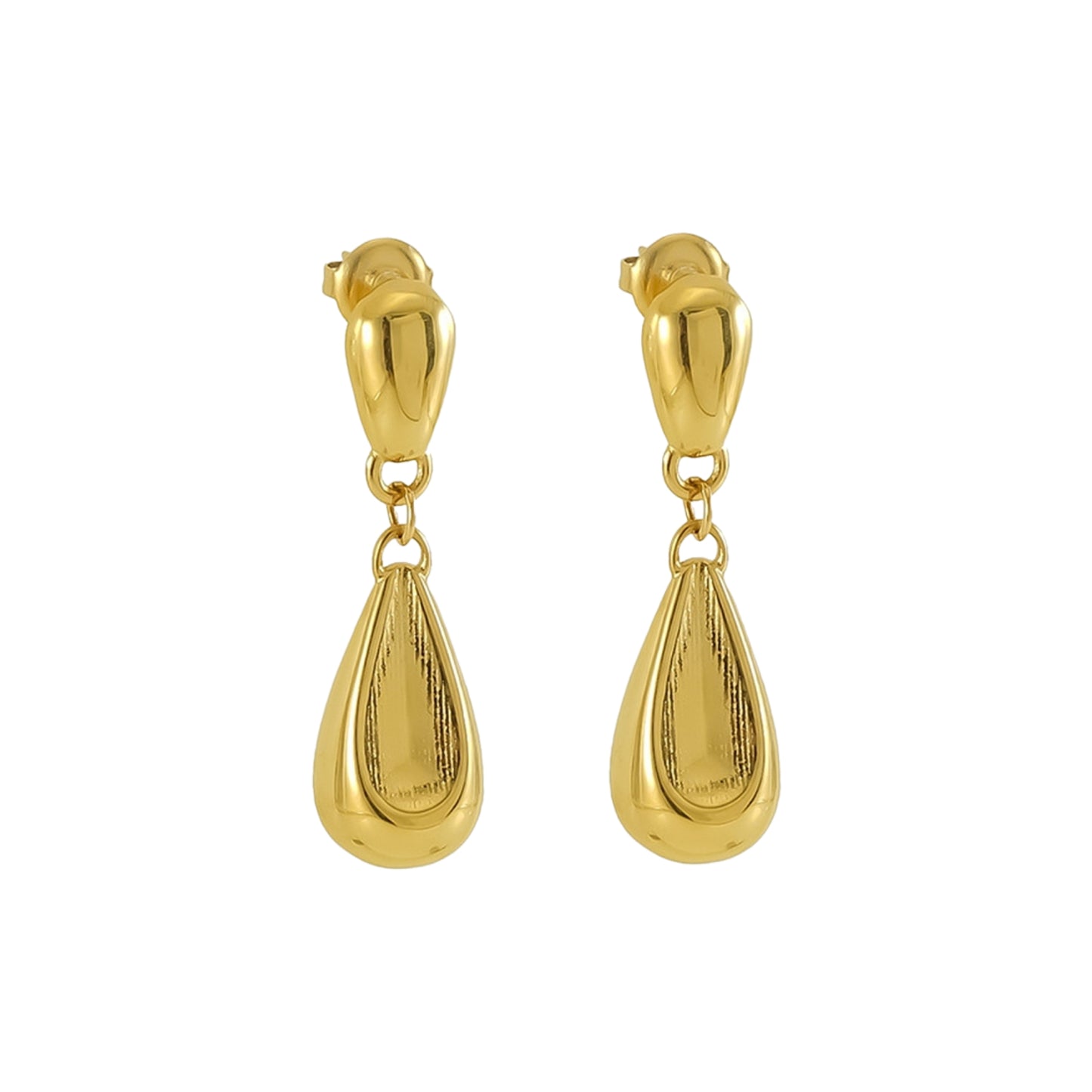 Pantallas Dangle de Stainless Steel con Diseño de Gota, Doradas