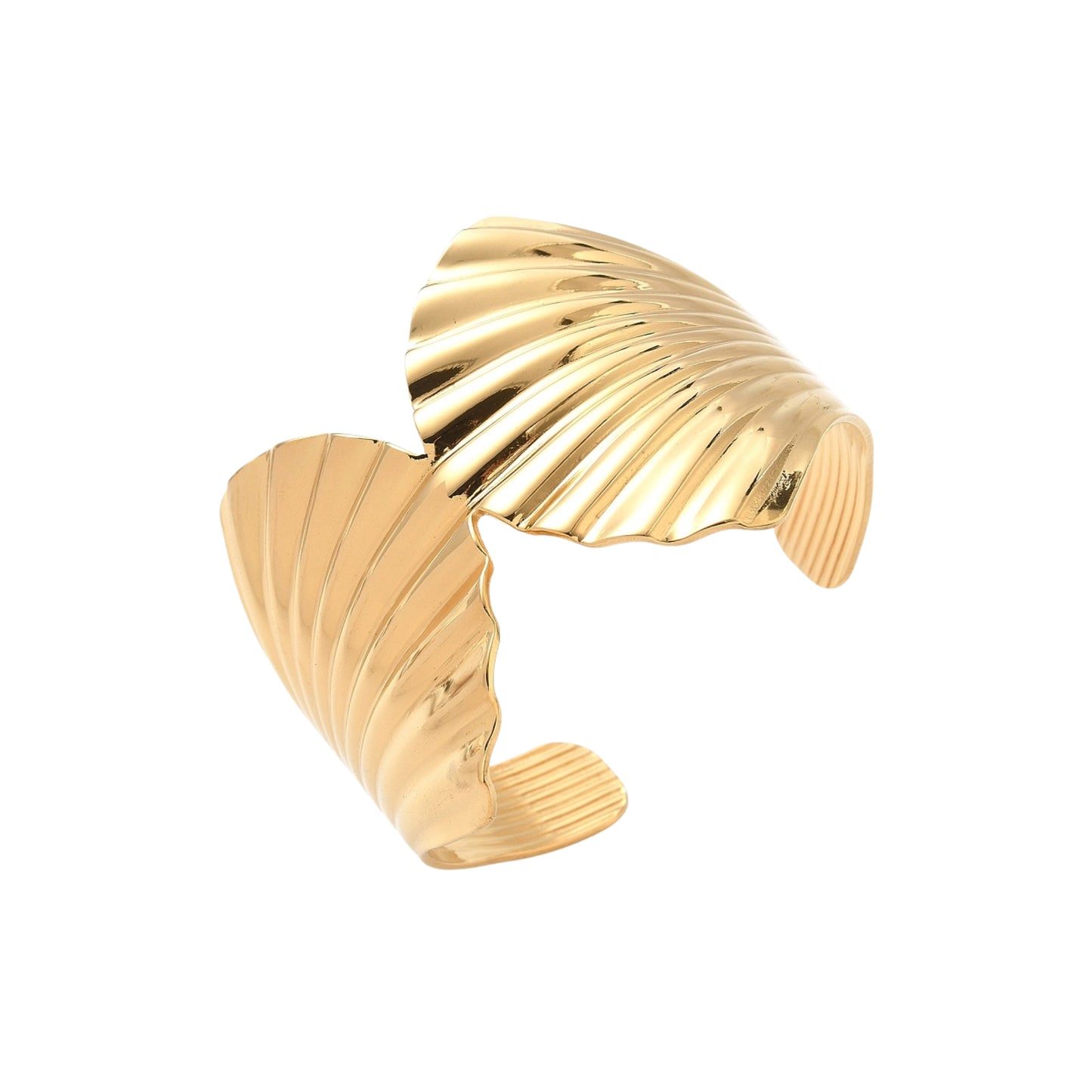 Pulsera Cuff de Stainless Steel con Diseño de Concha, Dorada