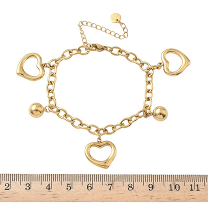 Pulsera de Stainless Steel con Charms de Corazón, Dorada