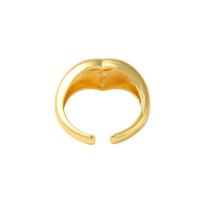Sortija Cuff Abierta de Brass con Diseño de Corazón, Bañada en Oro 18K
