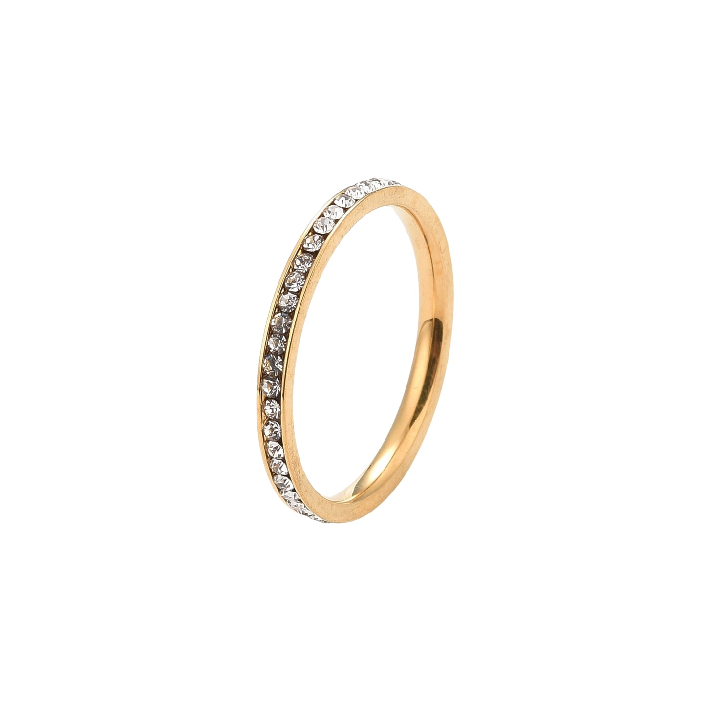 Sortija de Stainless Steel 304 con Rhinestones, Dorada