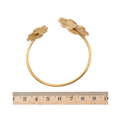 Pulsera Cuff de Stainless Steel con Flores, Dorada