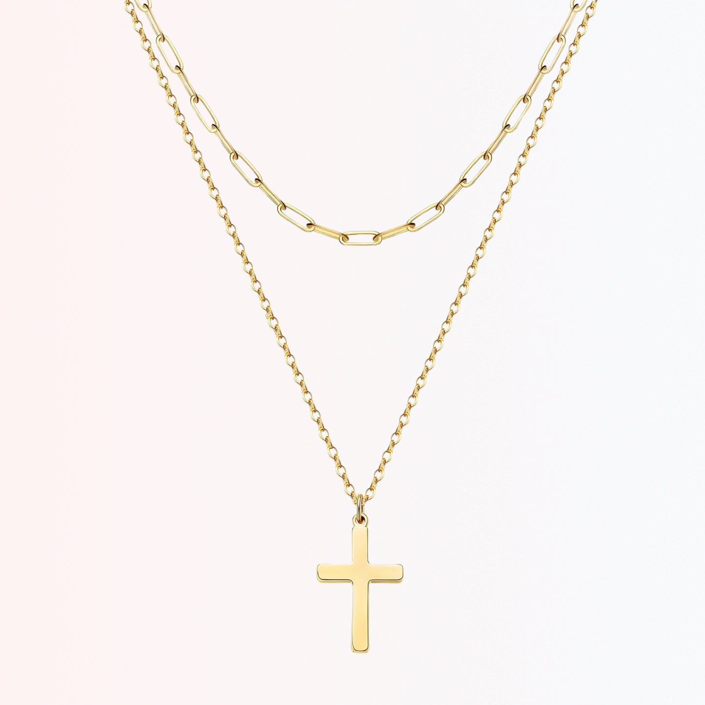 Collar de Stainless Steel con Cruces con Baño de Oro 18K