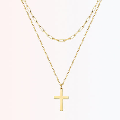 Collar de Stainless Steel con Cruces con Baño de Oro 18K