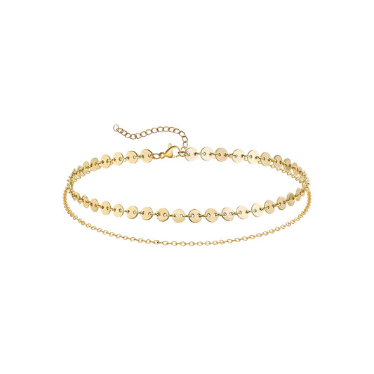 Tobillera Doble de Stainless Steel con Lentejuelas, Dorada