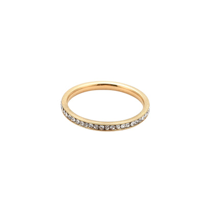 Sortija de Stainless Steel 304 con Rhinestones, Dorada