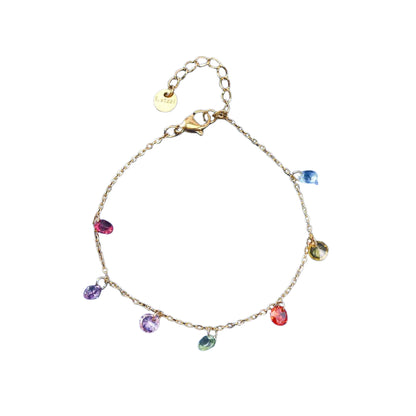 Pulsera de Stainless Steel con Charms Redondos y Zirconia Cúbica, Colorida