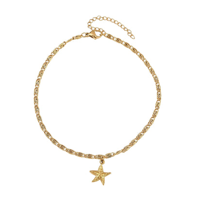 Set de 3 Tobilleras de Stainless Steel con Estrella de Mar, Doradas