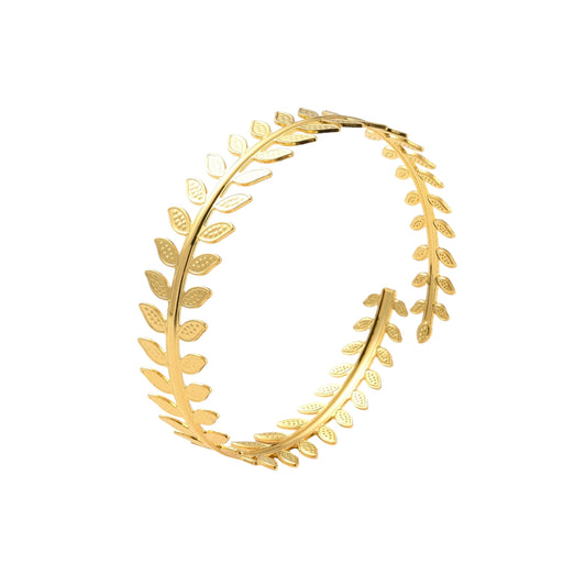 Brazelete Cuff Dorada con Diseño de Hoja para el Brazo