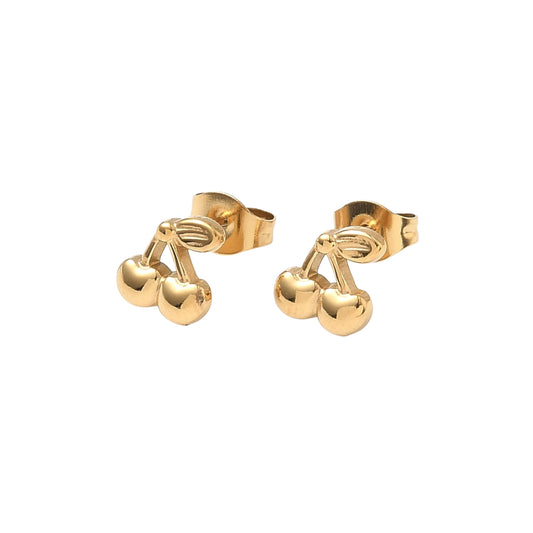 Pantallas Stud de Stainless Steel 304 con Diseño de Cereza, Doradas