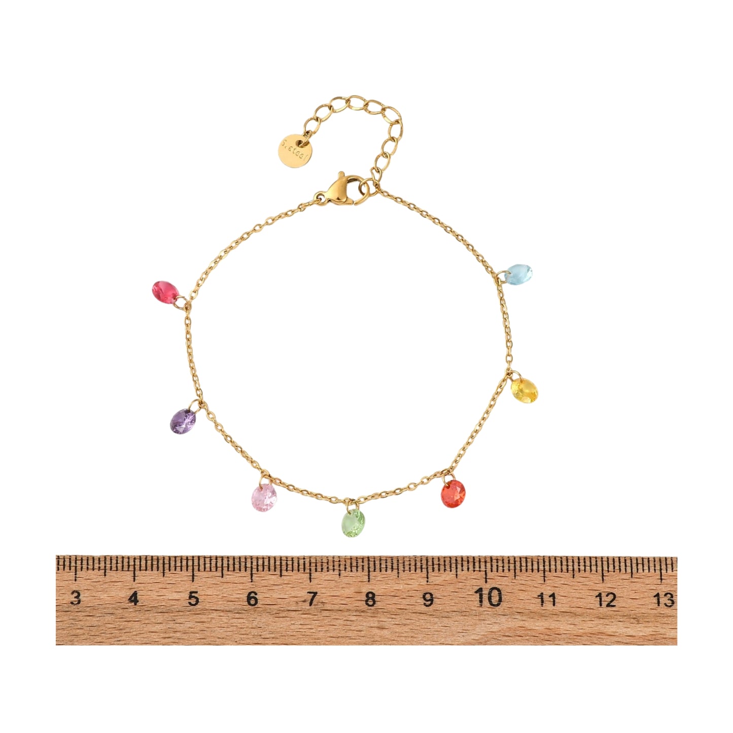 Pulsera de Stainless Steel con Charms Redondos y Zirconia Cúbica, Colorida