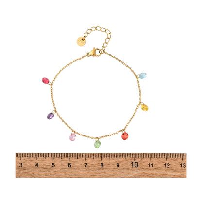 Pulsera de Stainless Steel con Charms Redondos y Zirconia Cúbica, Colorida