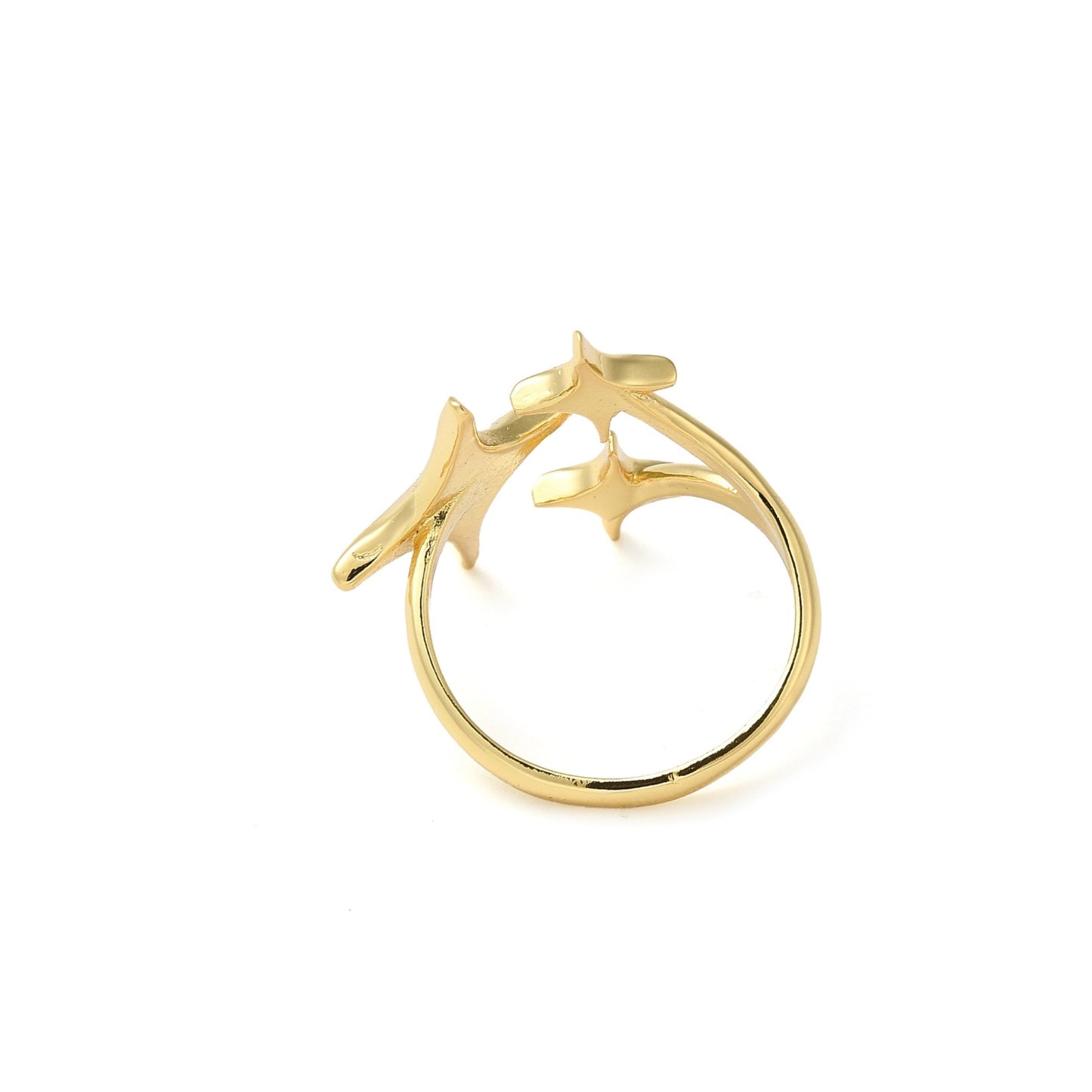 Sortija Cuff Abierta de Brass con Estrella, Bañada en Oro 16K