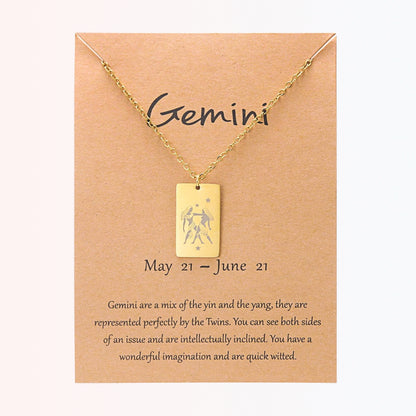 Collar con Charm de Signos Zodiacales en Stainless Steel Dorado