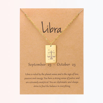 Collar con Charm de Signos Zodiacales en Stainless Steel Dorado