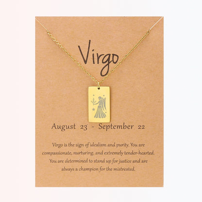 Collar con Charm de Signos Zodiacales en Stainless Steel Dorado