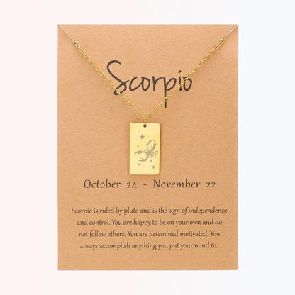 Collar con Charm de Signos Zodiacales en Stainless Steel Dorado