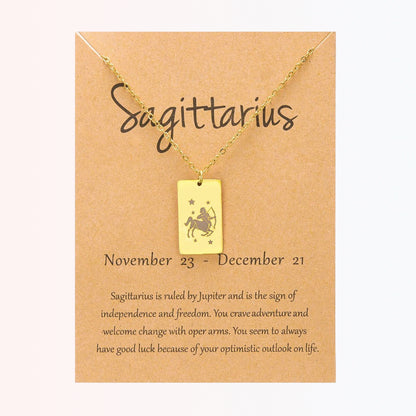 Collar con Charm de Signos Zodiacales en Stainless Steel Dorado