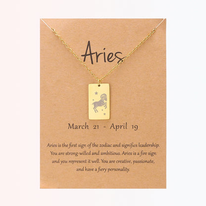 Collar con Charm de Signos Zodiacales en Stainless Steel Dorado