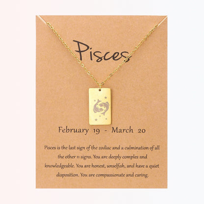 Collar con Charm de Signos Zodiacales en Stainless Steel Dorado