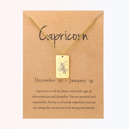 Collar con Charm de Signos Zodiacales en Stainless Steel Dorado