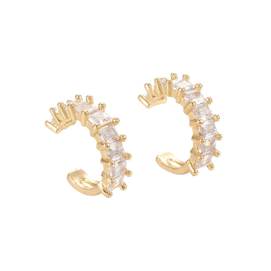Pantallas Cuff de Brass con Zirconia Cúbica Clara, Bañadas en Oro 18K
