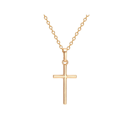 Collar de Brass con Charm de Cruz, Bañado en Oro 18K