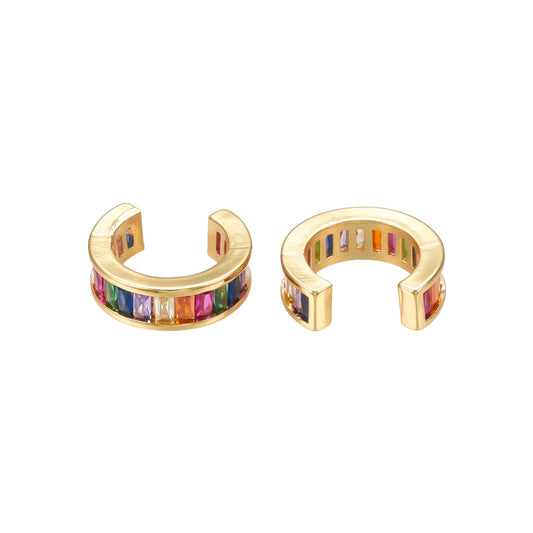 Pantallas Cuff de Brass con Zirconia Multicolor, Doradas