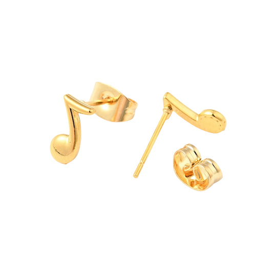 Pantallas Stud de Stainless Steel con Nota Musical, Doradas
