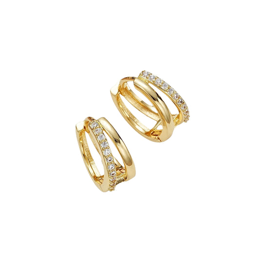 Pantallas Aro de Brass con Doble Capa y Zirconia Cúbica, Doradas
