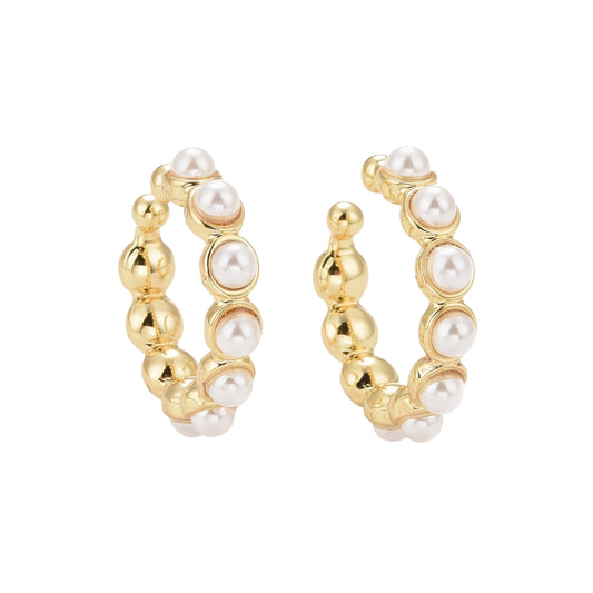 Pantallas Cuff de Brass con Perlas, Bañadas en Oro 18K