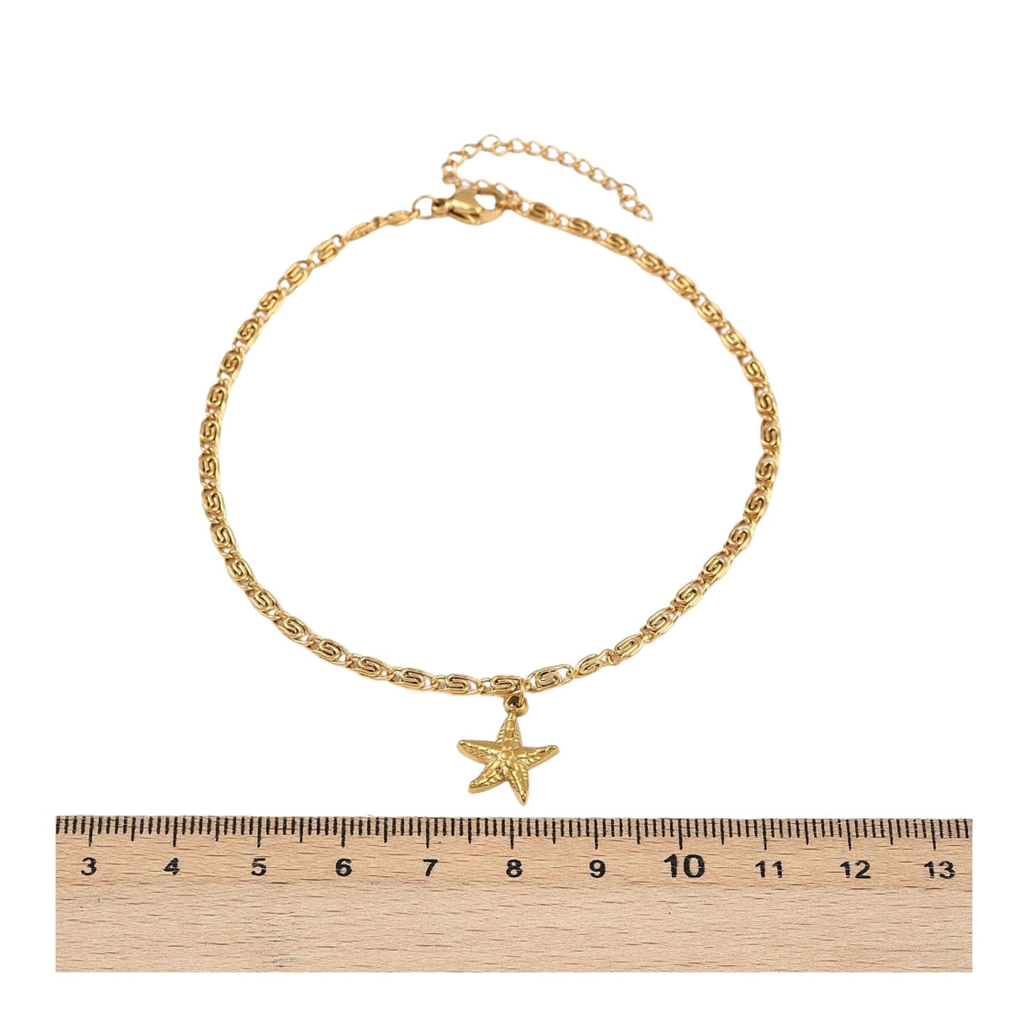 Set de 3 Tobilleras de Stainless Steel con Estrella de Mar, Doradas
