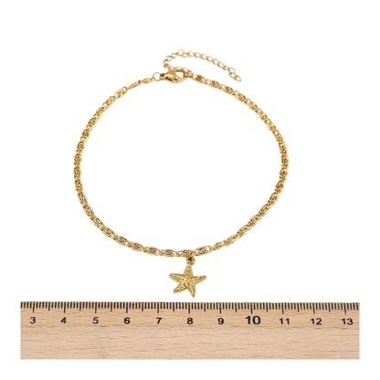 Set de 3 Tobilleras de Stainless Steel con Estrella de Mar, Doradas